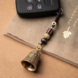MING1996 Handmade Hanging Lanyard Pendants Interior Accessories Tibetan Buddhism Scripture Sutra Brass bell Lucky Rope Car Key Chain Key Rings Keyfob Car Key Chain