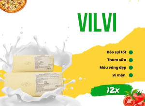 (GIAO TOÀN QUỐC) 1KG PHÔ MAI MOZARELA HIỆU VILVI KÉO SỢI ( KHÔNG KÈM THÙNG XỐP ĐÁ GELL)