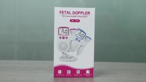 Máy theo dõi nhịp tim thai nhi Salorie màn hình LCD có đèn nền màu hồng kèm đầu dò 3Mhz đầu dò theo dõi nhịp tim bé.