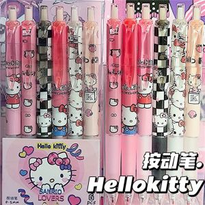 Sanrio Gel Pen Kawaii Hello Kitty Strawberry Cinnamoroll Kuromi Melody Student Stationery Write Pens 0.5 Black Exam Pen Ballpoint Pen