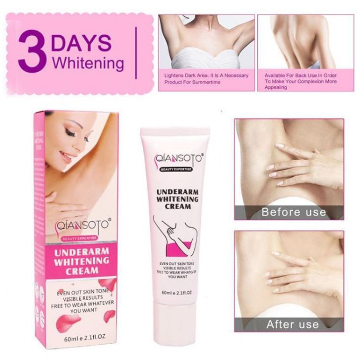 Qiansoto Underarm Whitening cream 60ml for Armpit Legs Knees By