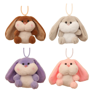 Elegant Long Eared Plush Rabbit Keychain Cartoon Bunnys Key Ring Handmade Decoration for Bag key Phone Accessories