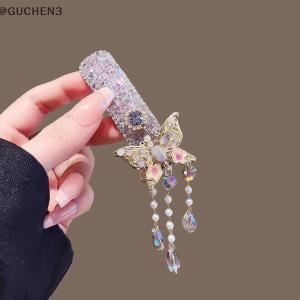 GUCHEN3🦋 1pcs Hoa tóc clip cho phụ nữ pha lê ngọc trai tua BB Clip hợp thời trang barrettes tóc phụ kiện