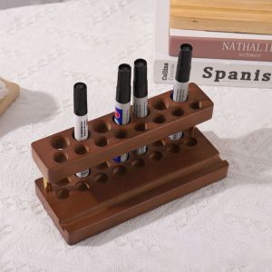 9/15 Slots Walnut Pens Holder Multifunction Creative Toothbrush Holder Phone Stand Pen Tray Brush Display Case Storage Stand2026