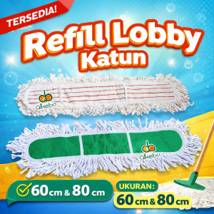 Kain Refill Lobby Duster Cotton Putih 60cm 80cm - Isi Ulang Pel Lantai High Quality