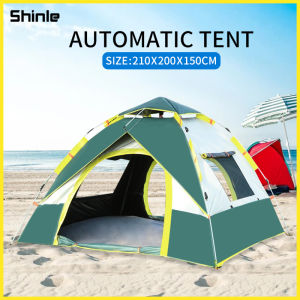Automatic Outdoor Tents 3/4 Person Camping Tent 2 Doors 2 Windows for Camping Waterproof Sunscreen Hiking Family Tent (210*200*150CM)
