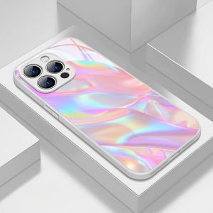 Color textured pattern tempered glass phone case suitable for iPhone 17 16 15 14 13 12 11 Pro/Max/Plus shockproof back cover