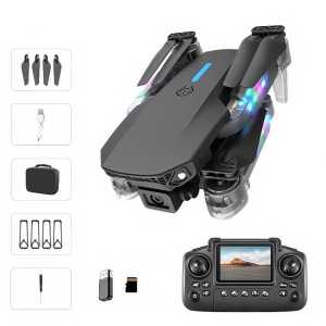 Drone 4K Dual Kamera Lipat Layar Remote Tanpa HP WiFi FPV Auto Hover Anti Tabrak Cocok untuk Pemula