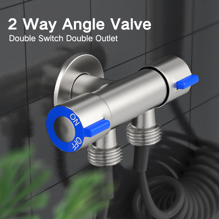 Stainless steel faucet with 3-way connection, 2 independent valves ...