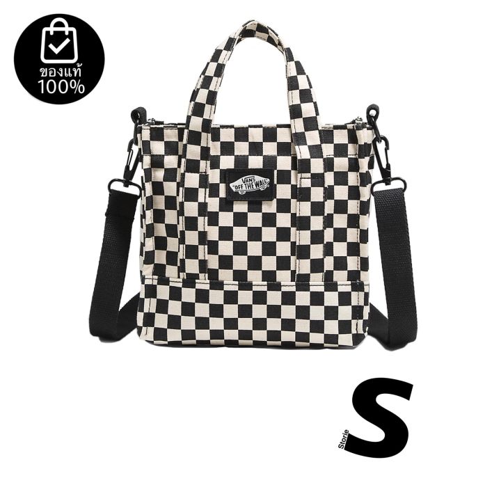 VANS BLANK CANVAS CROSSBODY MINI TOTE BLACK CHECKERBOARD