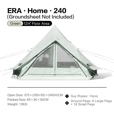 MOBI GARDEN Era205/Era240 เต็นท์ตั้งแคมป์เต็นท์สำหรับครอบครัวกันน้ำกันรังสียูวีเต็นท์ผ้าฝ้ายกลางแจ้ง