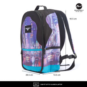 Boardwalk Moreland Backpack With City Lights Print Design
