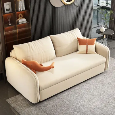 Sofa Bed Cream Style Dual-Purpose Two-Purpose Living Room Small Apartment Study Balcony Pull-out Foldable Multi-Functional Storage Retractable