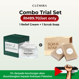 [COMBO] Clemira Relief Cream Clemira Scrub Soap Ubat Gatal Kulit Sabun Putihkan Kulit
