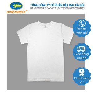 Áo cộc tay áo đông xuân nam màu trắng HANOSIMEX dòng vải cao cấp dệt kỹ - Hàng Việt Nam chất lượng cao