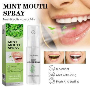 JAYSUING Mint Mouth Spray Fresh Breath Spray 8 Hours Long Lasting Oral Care Spray Bad Breath Remover Probiotics 30000 CFU Alcohol Free Portable Pocket Size for Daily Travel Date 30ml