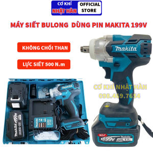 Máy siết bulong dùng pin MAKITA 199V KHÔNG CHỔI THAN máy siết bulong cầm tay mini đa năng lực siết 500 N.mpin lithium 10 cell bảo hành 6 tháng