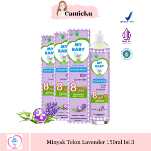 [PAKET HEMAT] 3Pcs 150ML MY BABY Minyak Telon Lavender Plus Minyak Bayi Ungu Tahan 8 Jam 150ml