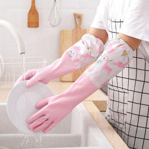 【COD】Long Rubber Gloves Waterproof Oil-resistant Thickened Durable Dishwashing Hand Gloves for Women Long Sleeve Multi-use Washing Clothes Kitchen Cleaning Housework Dishwashing Tools Household Gloves