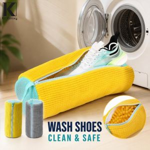 Durable Polyester Shoe Washing Bag Laundry Pouch Fit All Sneakers Casual Shoes Anti Shedding Breathable Shoe Protector