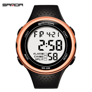 SANDA Fashion Brand Mens Watches Led Digital Clock Luxury Electronic Watch Multifunctional Luminous Calendar Waterproof Sport Wristwatches