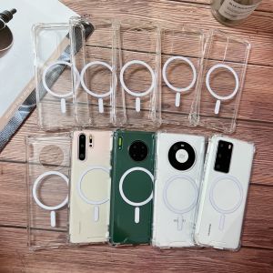 Magsafe Ốp Sạc Từ Tính Cho Huawei P30/P30 Pro Pro/P40/P40 Pro Pro + +/P50/P50 Pro/Mate 30 40 40 Ốp Điện Thoại Di Động Trong Suốt