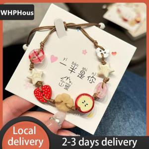 [COD] WHPHous Ship within 24 hours Vintage Star Ceramic Braided Rope Bracelets For Women Girls Sweet Bohemian Style Adjustable Bangles Jewelry Accessories Gifts
