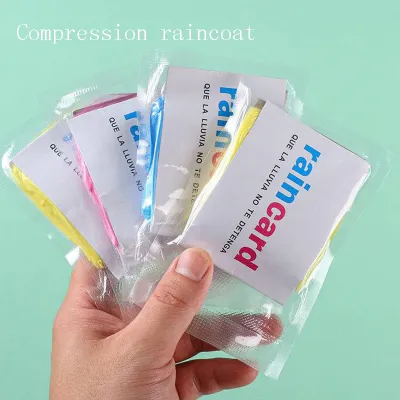 Disposable Adult Emergency Rain Coat Random Color Poncho Hiking Camping Hood Motorcycle Rainwear Protective Gear Raincoats Card Raincoat Compression Rainstorm-proof Poncho Portable Outdoor Children Adult Men Women Rain Gear Home Accessories