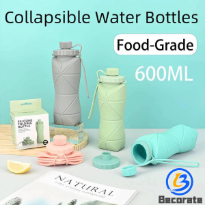 BECORATE Silicone Tumbler Water Bottle Outdoor/Collapsible for Sports Leak Proof Reusable 600ML Foldable