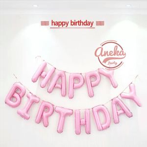 Balon Foil Huruf Set Happy Birthday pink polos / paket huruf hbd pink polos / balon foil hbd pink
