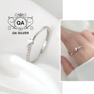 Nhẫn bạc 925 nữ hồ điệp bướm đính đá rãnh trượt freesize S925 BUTTERFLY QA SILVER Ring RI231201
