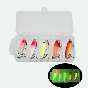 SERAPHYXO 5Pcs 5 Size Luminous Fishing Lures Hooks 3D Eye Crank Hook Fishing Lures Kit Fishing Tackle Colorful Simulation Fish Lures Fishing Accessories