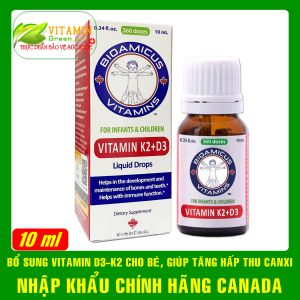 BioAmicus Vitamin D3 K2 giúp bé phát triển chiều cao tối ưu | Nhập khẩu chính hãng Canada