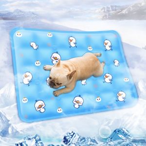FMSRZX Collapsible Dog Cooling Gel Bed Cartoon Pattern Rectangle Cat Pad Mattress Pet Self Cooling Mat Soft Dog Cooling Mat For Dogs Cats