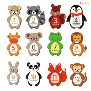 Baby Photography Props Photo Stickers Newborn Infant Monthly Milestone Sticker Cute Zoo Animal Print Baby Shower Gift