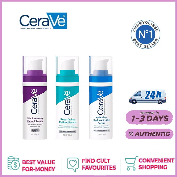 Cerave 30ml Skin Renewing Retinol Resurfacing Hydrating Hyaluronic Acid