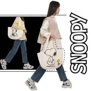 IU MISS Cartoon Snoopy Canvas Bag Print Large Capacity Cloth Handbag Portable Tote Bag Shoulder Bag Girl