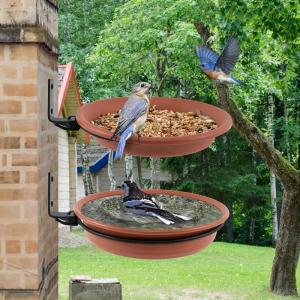 Double Layer Outdoor Garden Bird Feeder Multifunctional Design Weatherproof Plastic Squirrel Proof Easy Cleaning 1 Pair