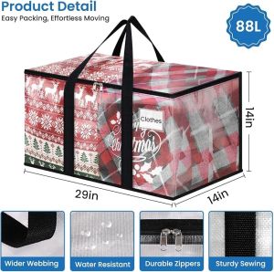 88L Large Capacity Moving Storage Bag Heavy Duty Quilt Clothes Organizer Waterproof Foldable Bags for Blanket Bedding Household Moving Organizer