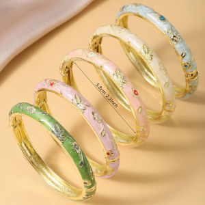FTCY 5PCS Fine Small Flower Cloisonne Enamel Bangles For Women Vintage Bohemian Oil-drop Bracelet Elegant Jewelry Gifts2026