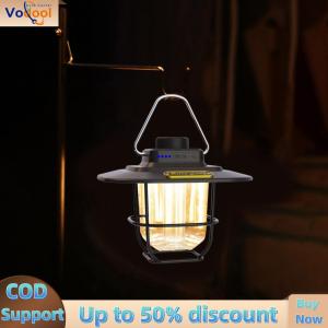【Vodool Auto Center】LED Camping Light with Dimmable Function Retro Look and Hanging Hook for Outdoor Equipment