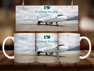 * 1 PC MUG WITH BOX * CATHAY PACIFIC MUG DESIGN 11oz with BOX SOUVENIR
