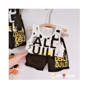 Bộ quần áo bé trai- Bộ sát nách cotton Quảng Châu ALL 18-32KG