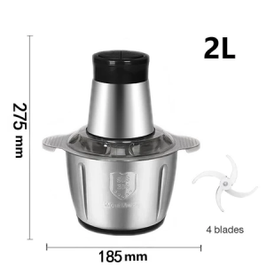 ใช้ 10 ป 550W เครื่องปั่นหมู เครื่องปั่นพริก ความจุ2L/5Lลิตร 4 ใบมีด ทำสะอาดง่าย เครื่องบดเนื้อไฟฟ้า