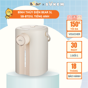 Bình Thủy Điện Đun Nước Nóng Bear 5L Đun Sôi Siêu Nhanh Khử Clo 11 Mức Nhiệt Có Đèn Dịu Nhẹ SB-BTD5L