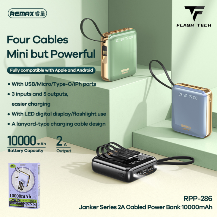 Powerbank Remax RPP-286 Pocket Power Bank With Cable Mini 10000Mah Usb ...
