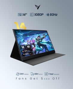 【Local Warehouse】VFLOW Portable Monitor Portable Monitor 14 Inch FHD Ultra-Slim for Laptop Monitor External monitoDual Speakers Extender Display. with Smart Cover for LaptopPC Phone Xbox switch PS4/5 App 【Delivered Whinin 72 Hours】
