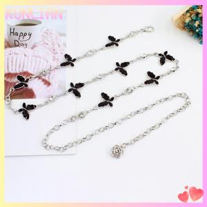 [KUNLIAN] Trendy Butterfly Decoration Metal Chain Belt Adjustable Elegant Thin Body Waist Chain Dress Sweater Pendant Decoration Belt Gift