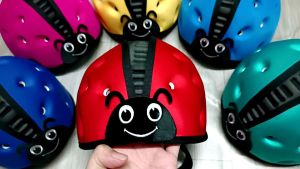 Nón bảo hiểm bảo vệ đầu cho trẻ em tập đi/ tập ngồi xe chạy đạp - Mũ bảo vệ đầu cho bé hình con bọ rùa - Màu đỏ