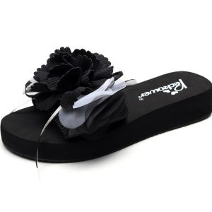[Free Shipping] New Bowknot Flat-Heel Wedge Beach Sandals Handmade WomenS Slippers Large Size 35-42 Non-Slip